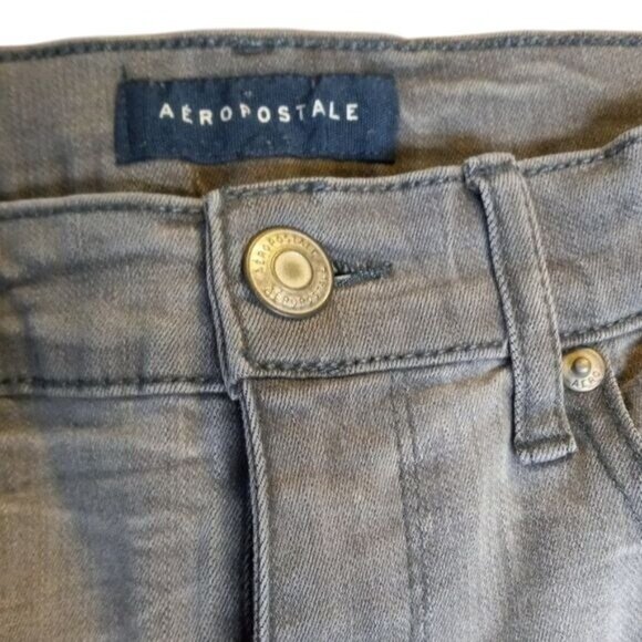 Aeropostale Size 8 Jegging Jeans High Waisted Denim Gray Ankle Distressed Faded - Picture 2 of 15